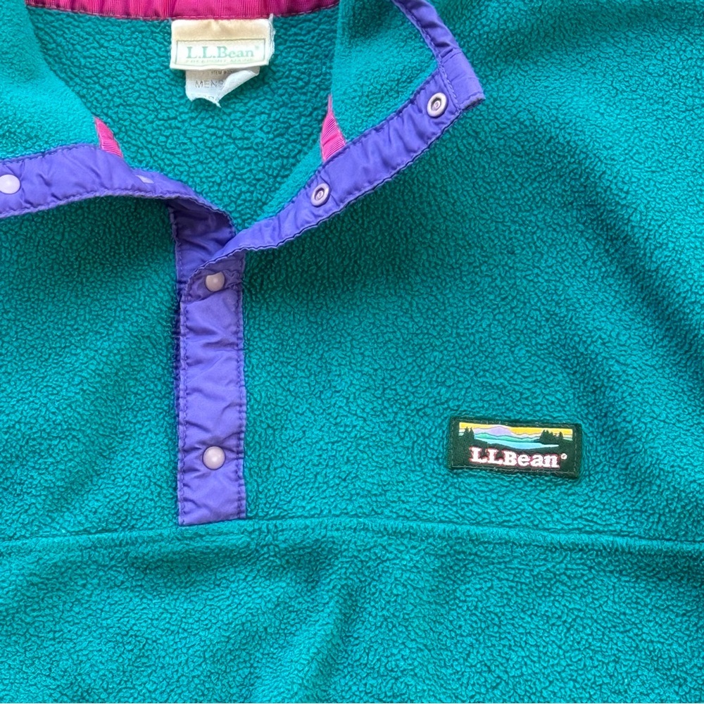 Vintage 90’s LL Bean Snap On Fleece Pullover Sweater - Picture 9 of 11